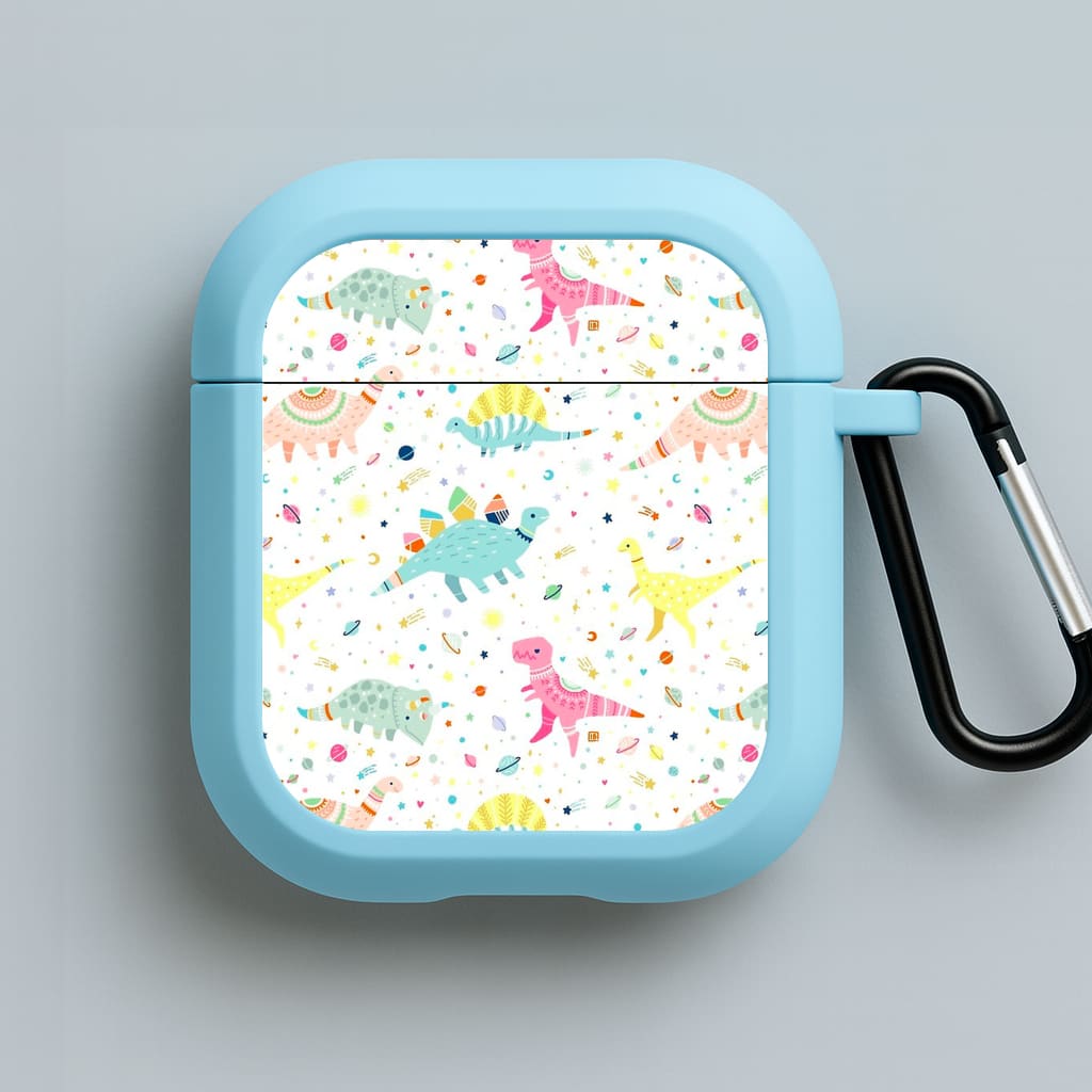 Dinosaur Pattern Blue AirPods Case