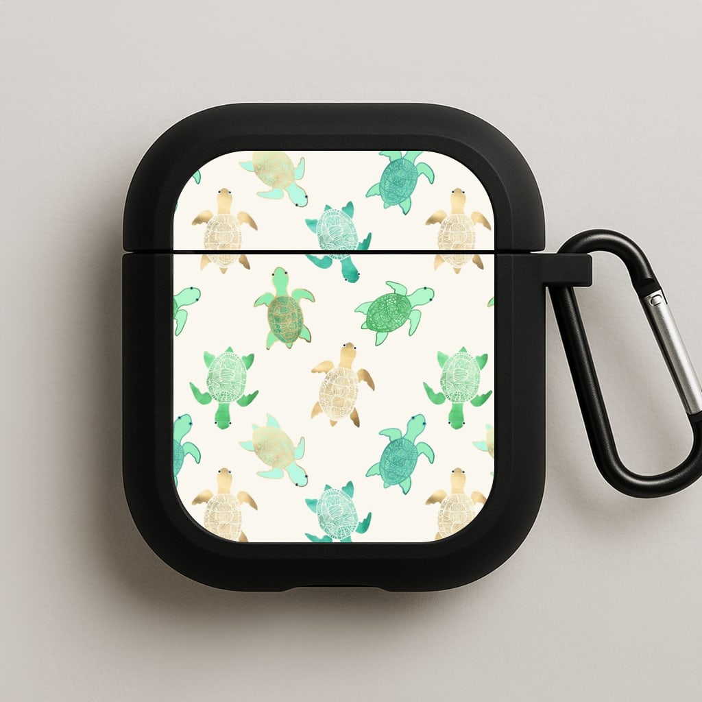 Gilded Jade & Mint Turtles AirPods Case