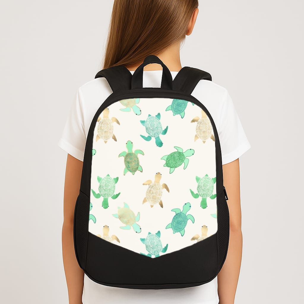 Gilded Jade & Mint Turtles Large School Bag
