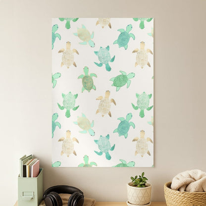 Gilded Jade & Mint Turtles Poster