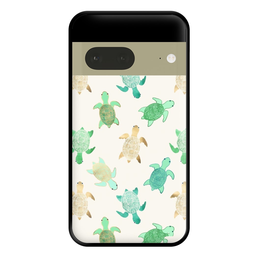 Gilded Jade & Mint Turtles Phone Case for Google Pixel 7a