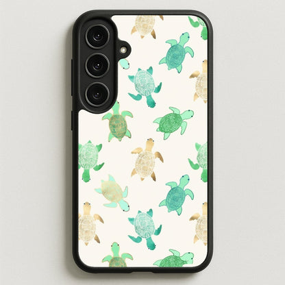 Gilded Jade & Mint Turtles Phone Case for Galaxy S25FE