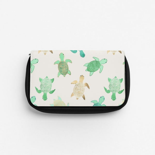 Gilded Jade & Mint Turtles Pencil Case