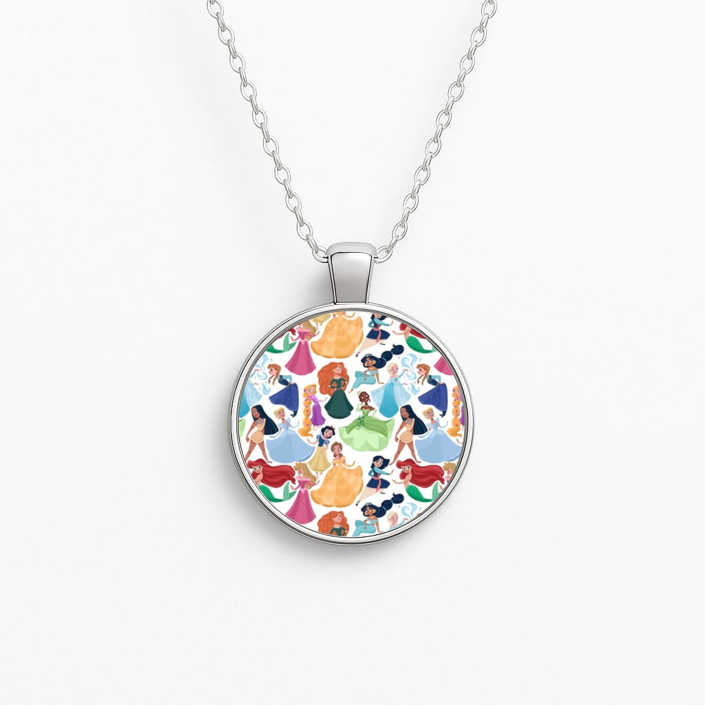 Fairytale Princess Pattern Circle Necklace