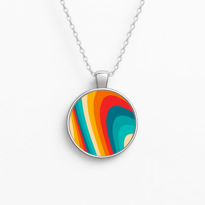 Rainbow Abstract Pattern Circle Necklace