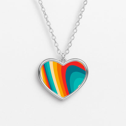 Rainbow Abstract Pattern Heart Necklace