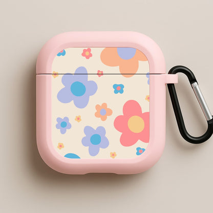 Playful Flower Pattern Pink AirPods Case