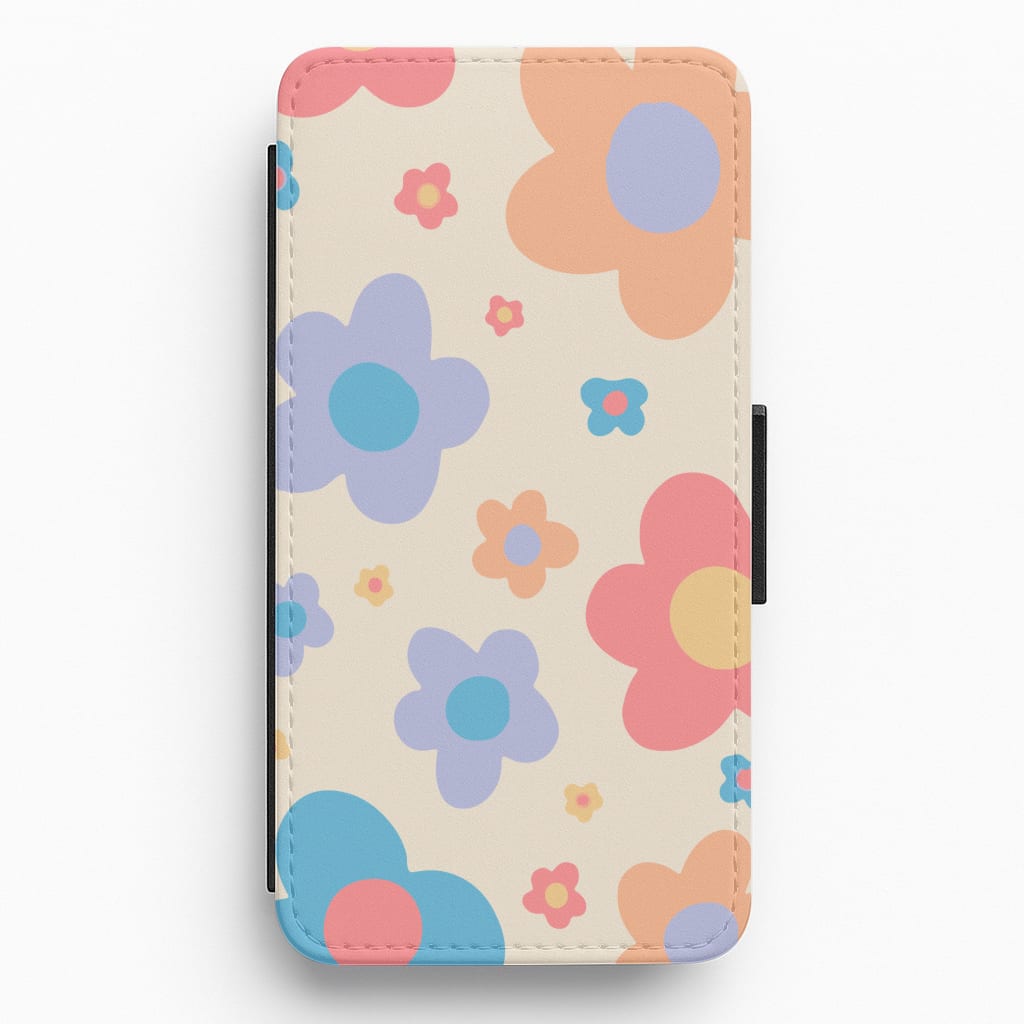 Playful Flower Pattern Flip / Wallet Phone Case