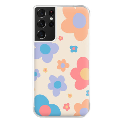 Playful Flower Pattern Phone Case for Galaxy S21 Ultra