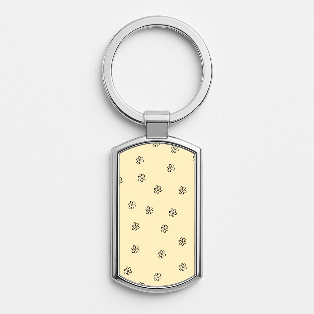 Detail Flower Pattern - Yellow Silver Keyring