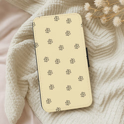 Detail Flower Pattern - Yellow Wallet Phone Case