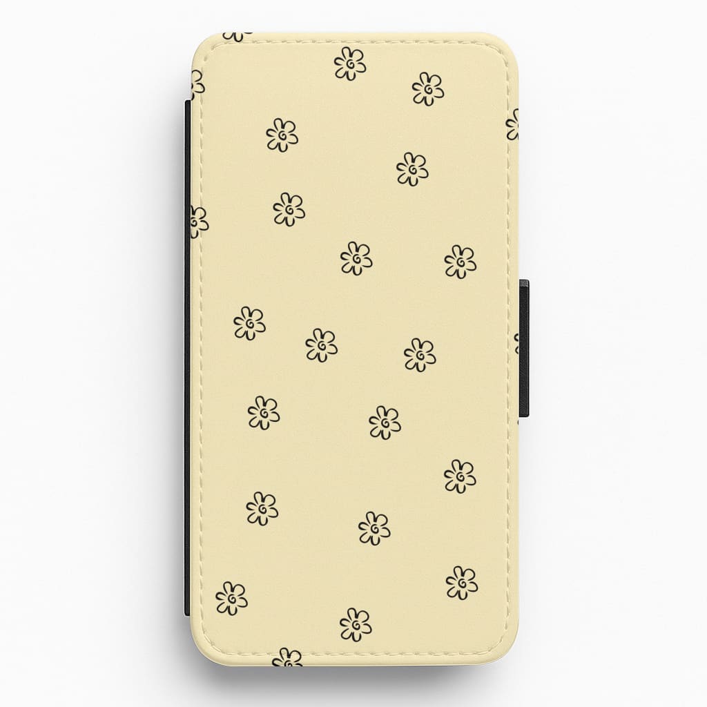 Detail Flower Pattern - Yellow Flip / Wallet Phone Case