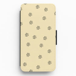 Detail Flower Pattern - Yellow Flip / Wallet Phone Case