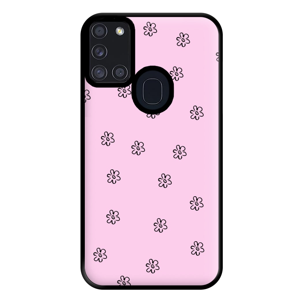 Detail Flower Pattern - Pink Phone Case for Galaxy A21s