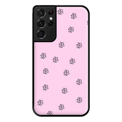 Detail Flower Pattern - Pink Phone Case for Galaxy S21 Ultra