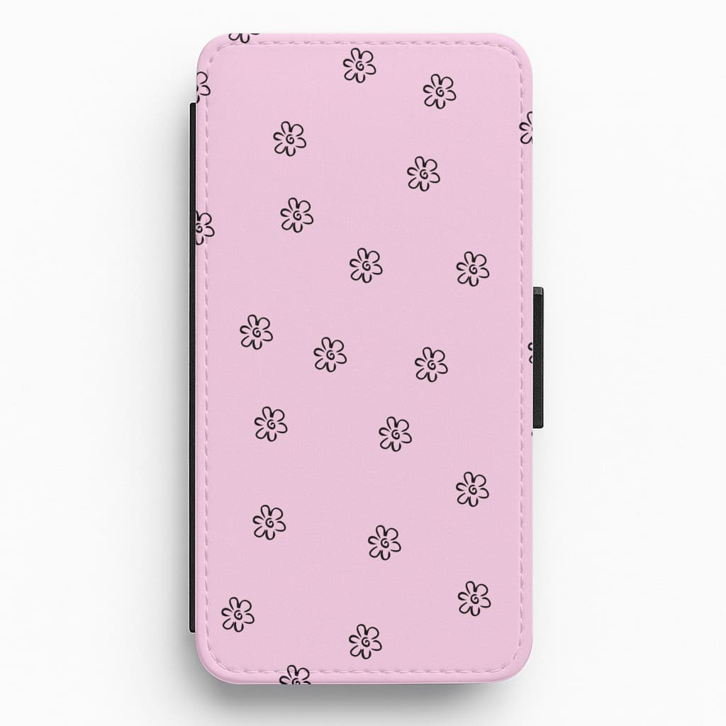 Detail Flower Pattern - Pink Flip / Wallet Phone Case
