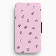 Detail Flower Pattern - Pink Flip / Wallet Phone Case