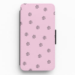 Detail Flower Pattern - Pink Flip / Wallet Phone Case