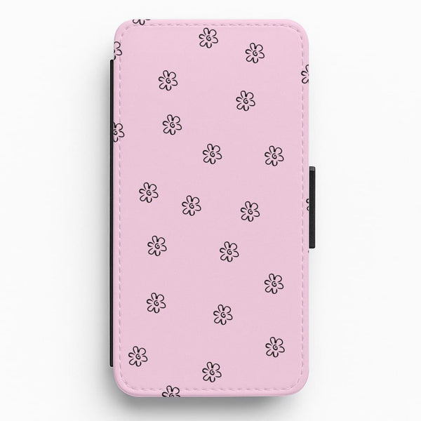 Detail Flower Pattern - Pink Flip / Wallet Phone Case