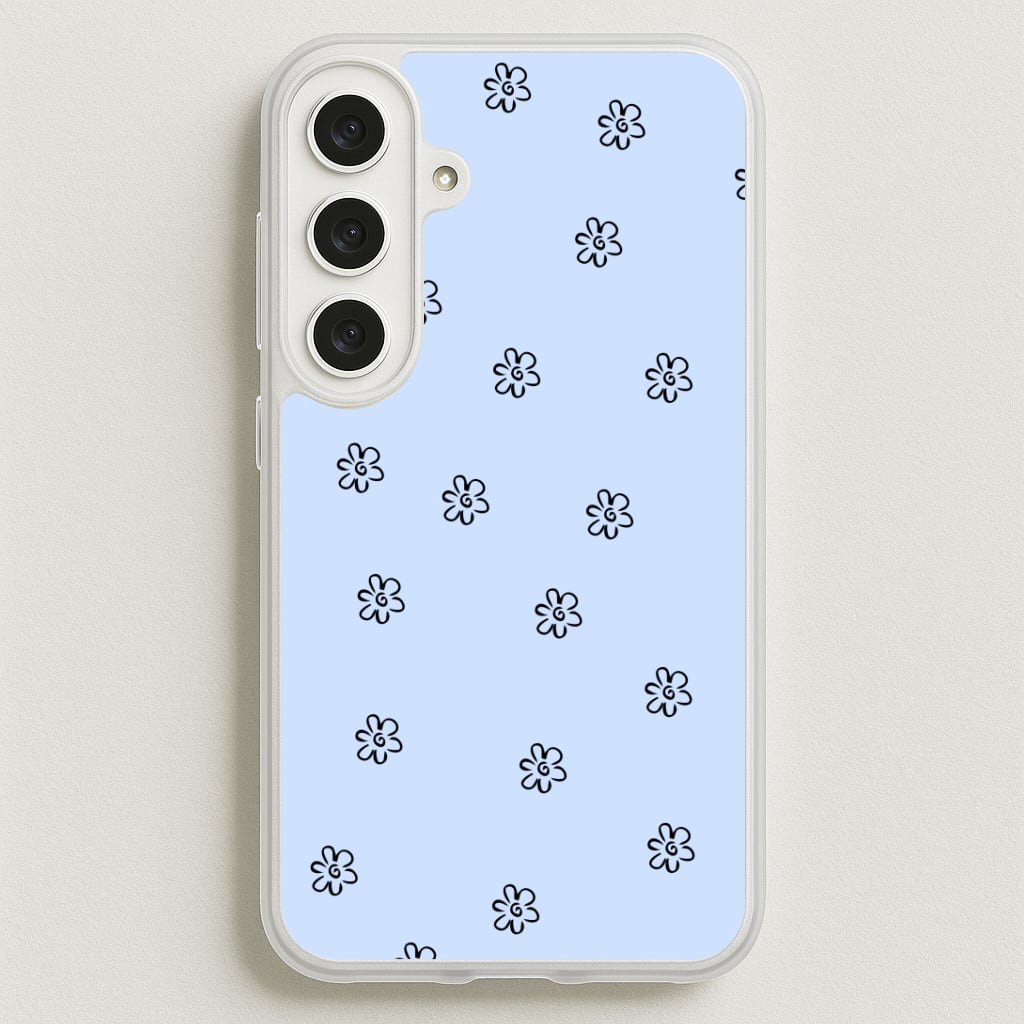 Detail Flower Pattern - Blue Phone Case for Galaxy S25FE