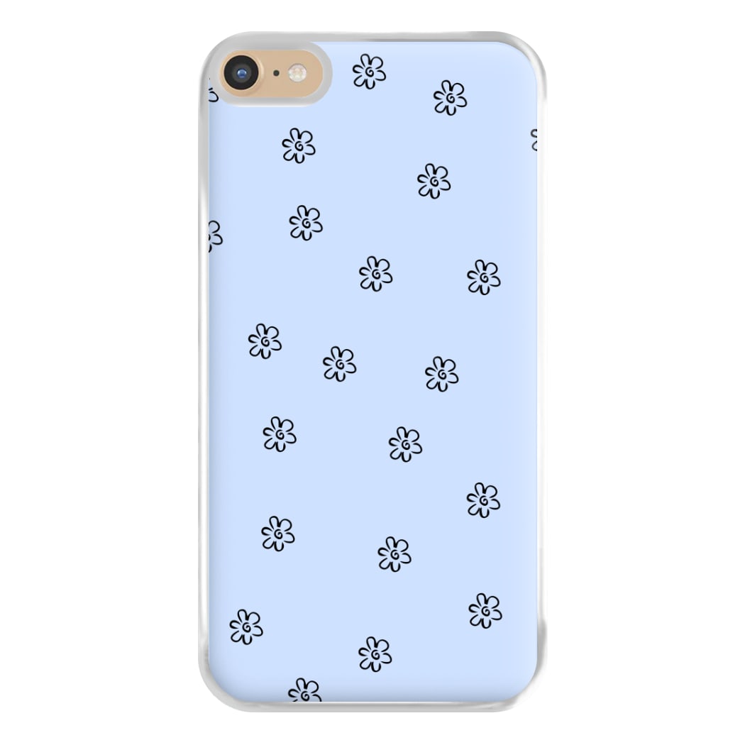 Detail Flower Pattern - Blue Phone Case for iPhone 6 Plus / 7 Plus / 8 Plus