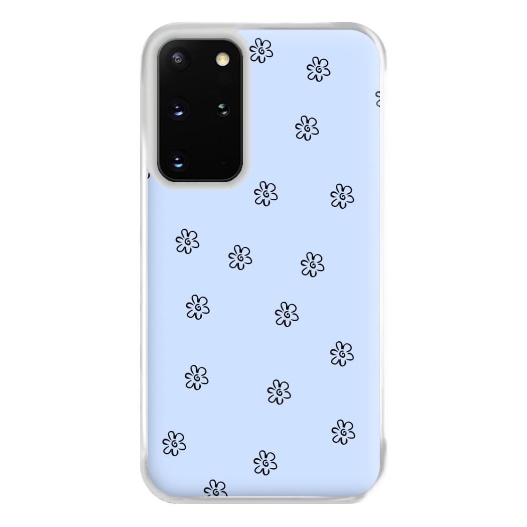 Detail Flower Pattern - Blue Phone Case for Galaxy S20 Plus