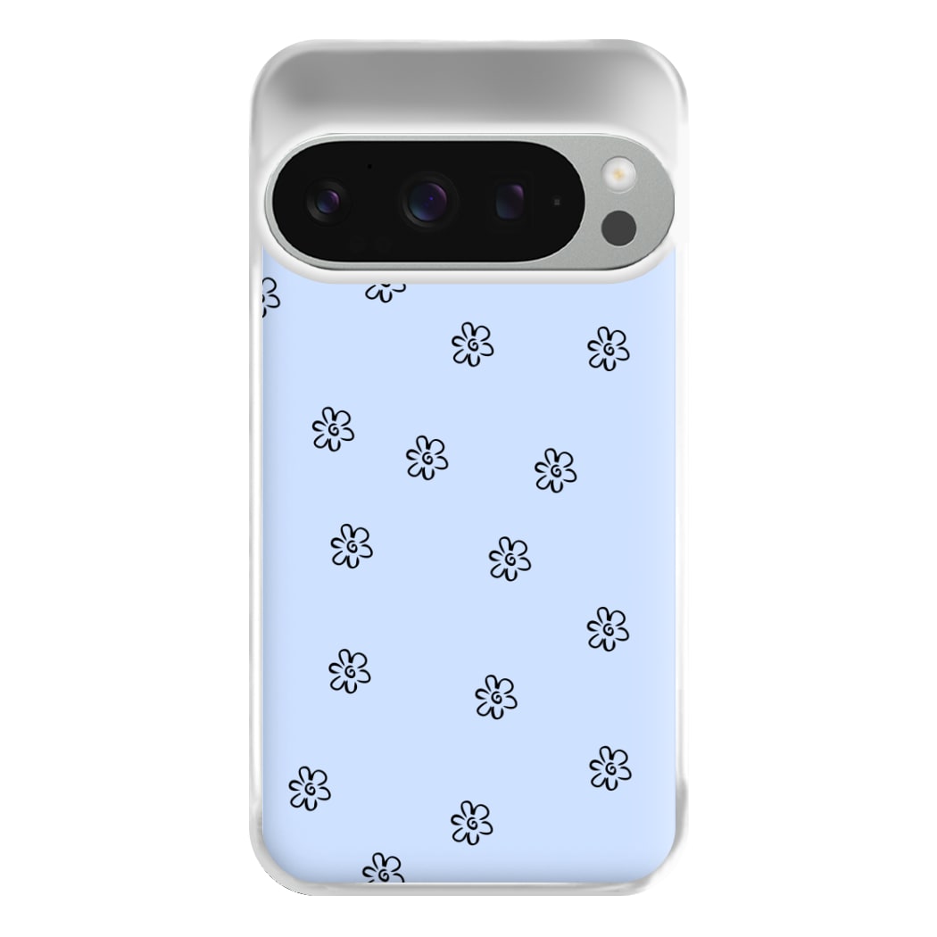 Detail Flower Pattern - Blue Phone Case for Google Pixel 9 Pro XL