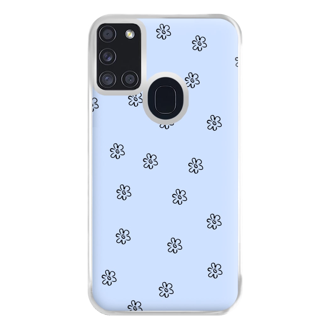 Detail Flower Pattern - Blue Phone Case for Galaxy A21s