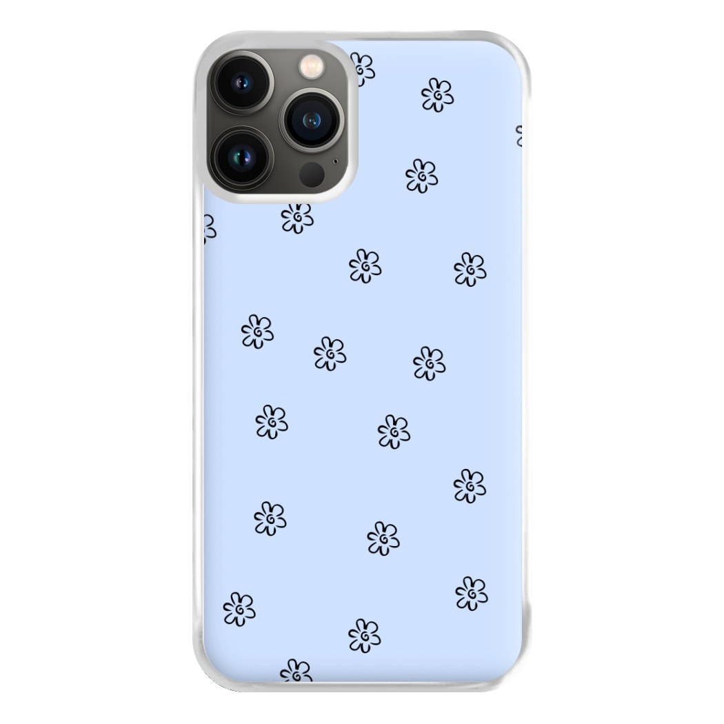 Detail Flower Pattern - Blue Phone Case for iPhone 13 Pro Max