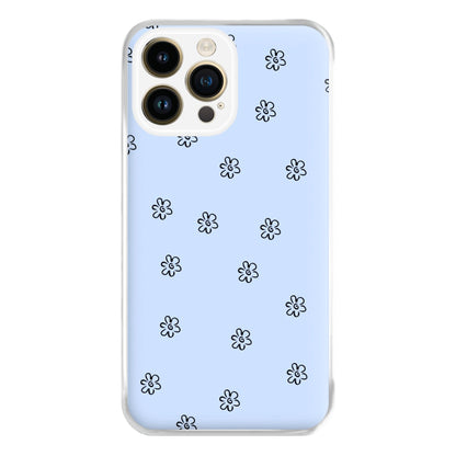 Detail Flower Pattern - Blue Phone Case for iPhone 14 Pro Max