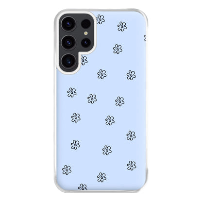 Detail Flower Pattern - Blue Phone Case for Galaxy S23 Ultra