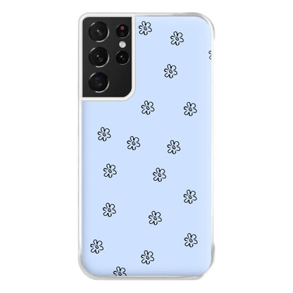 Detail Flower Pattern - Blue Phone Case for Galaxy S21 Ultra