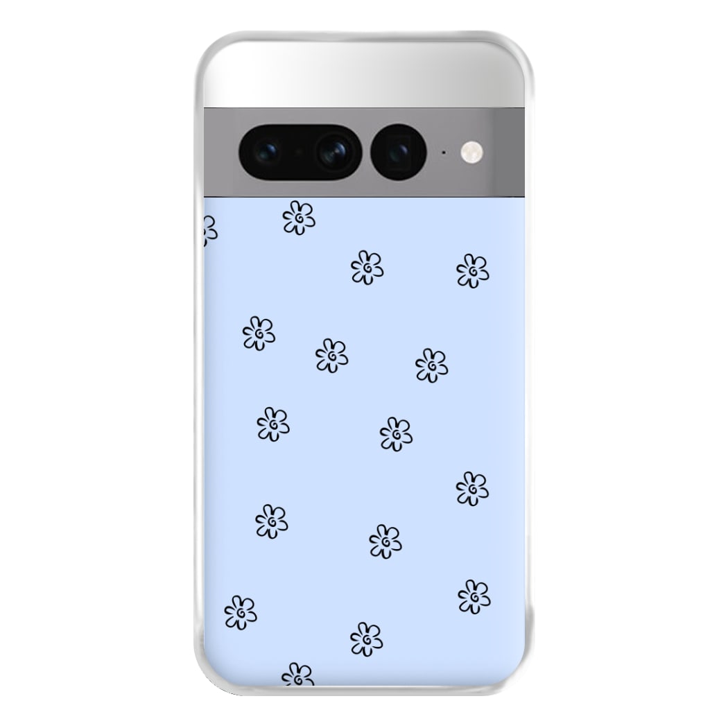 Detail Flower Pattern - Blue Phone Case for Google Pixel 7 Pro