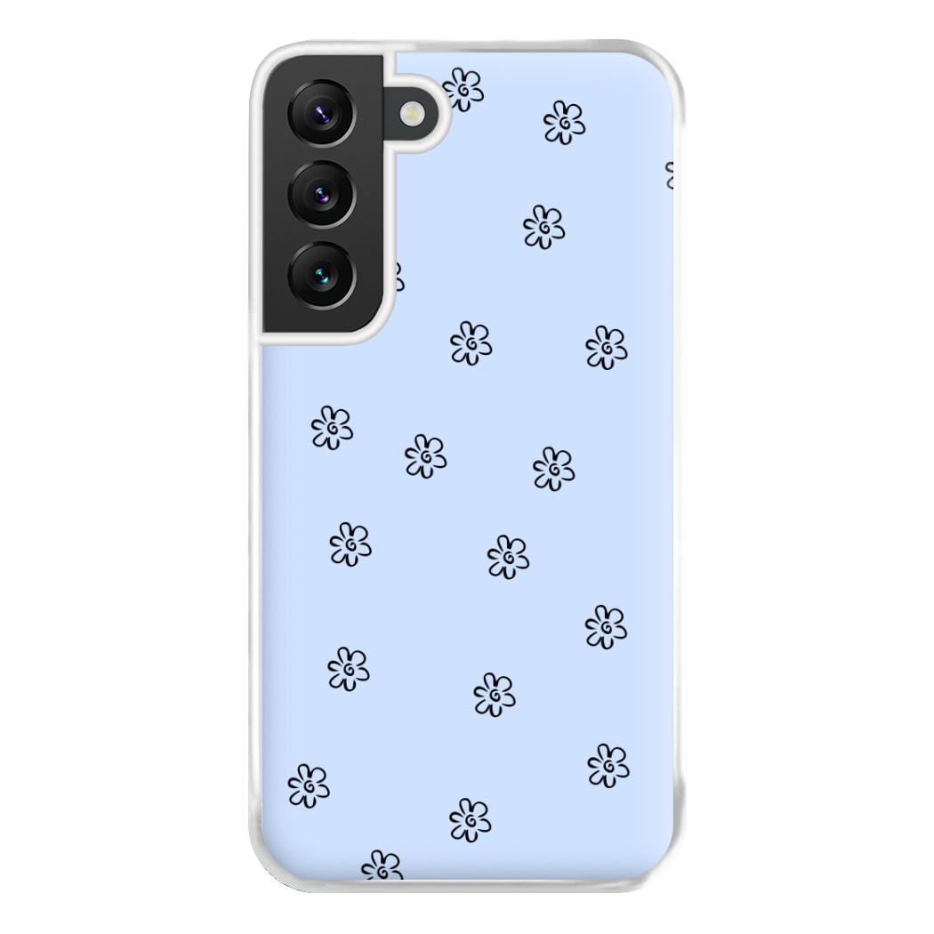 Detail Flower Pattern - Blue Phone Case for Galaxy S22 Plus