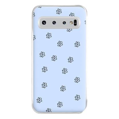 Detail Flower Pattern - Blue Phone Case for Galaxy S10 Plus