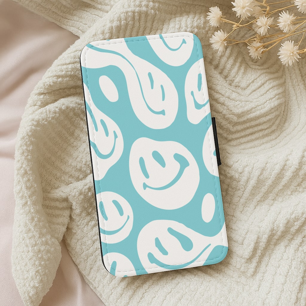 Trippn Smiley - Blue Wallet Phone Case