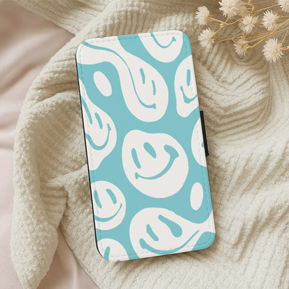 Trippn Smiley - Blue Wallet Phone Case