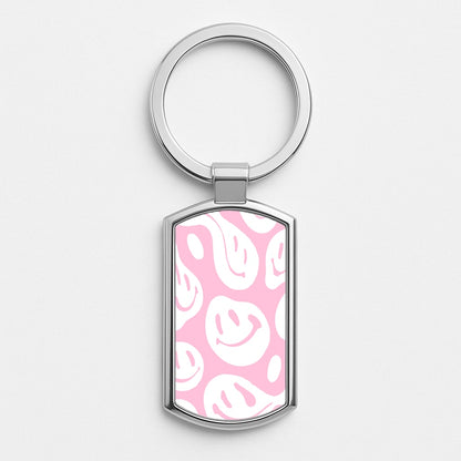 Trippn Smiley - Pink Silver Keyring