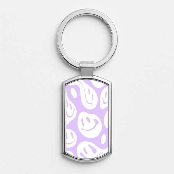 Trippn Smiley - Purple Silver Keyring