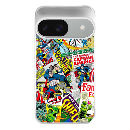 Superhero Comic Comics Pattern Phone Case for Google Pixel 9 / 9 Pro