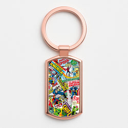 Superhero Comic Comics Pattern Rose Gold Keyring