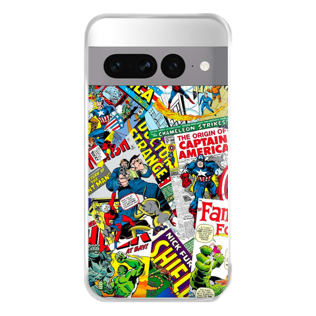 Superhero Comic Comics Pattern Phone Case for Google Pixel 7 Pro