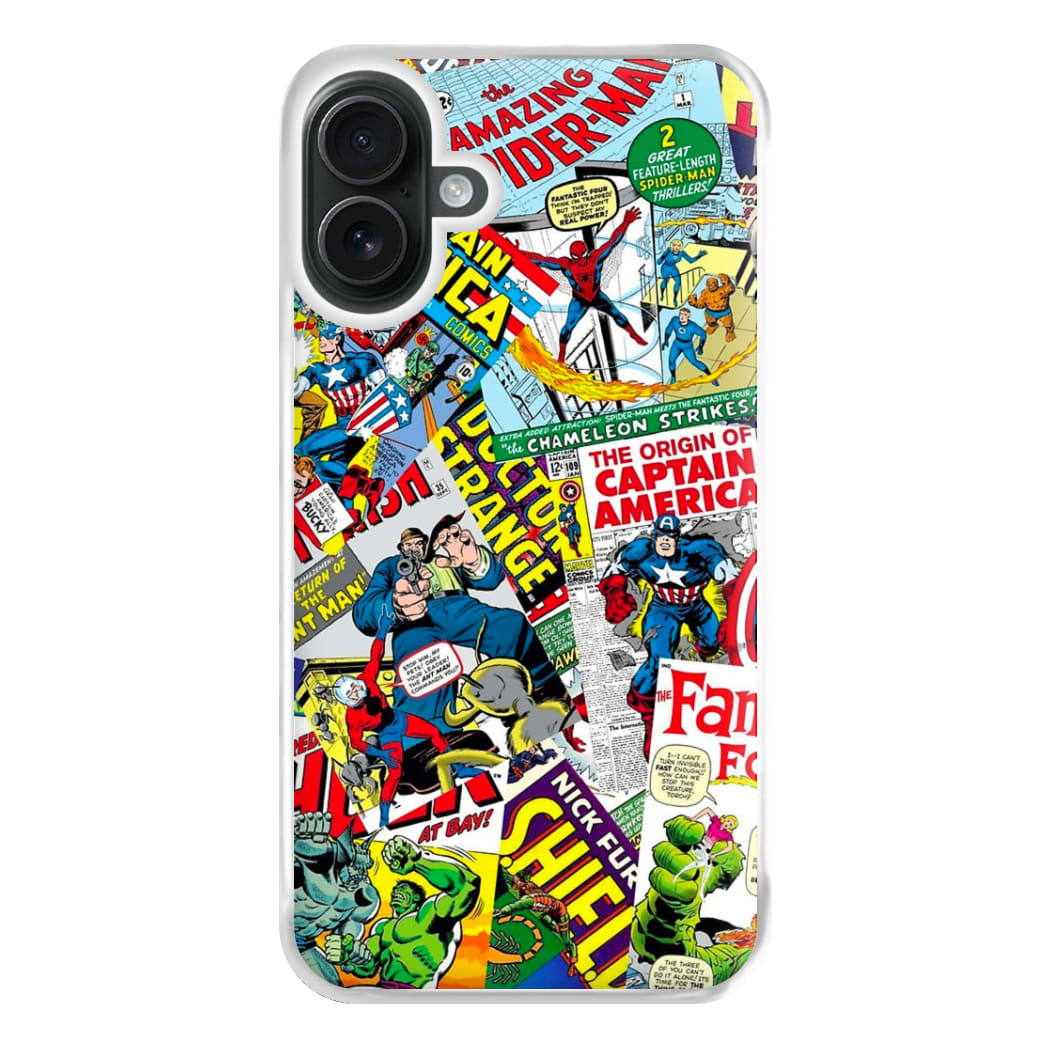 Superhero Comic Comics Pattern Phone Case for iPhone 16 Plus