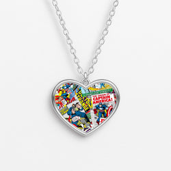 Superhero Comic Comics Pattern Heart Necklace