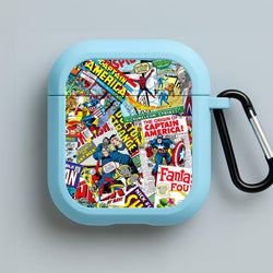 Superhero Comic Comics Pattern Blue AirPods Case