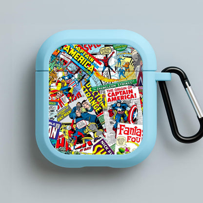 Superhero Comic Comics Pattern Blue AirPods Case