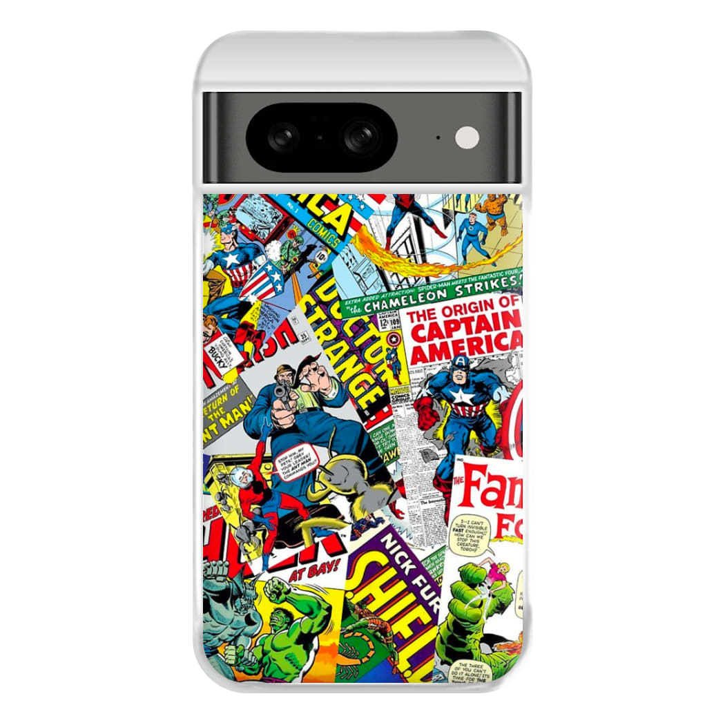 Superhero Comic Comics Pattern Phone Case for Google Pixel 8