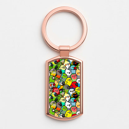 Everybirdy Pattern Rose Gold Keyring