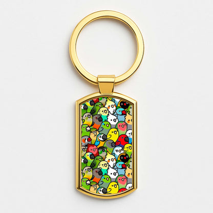 Everybirdy Pattern Gold Keyring