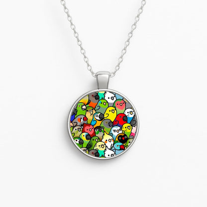 Everybirdy Pattern Circle Necklace